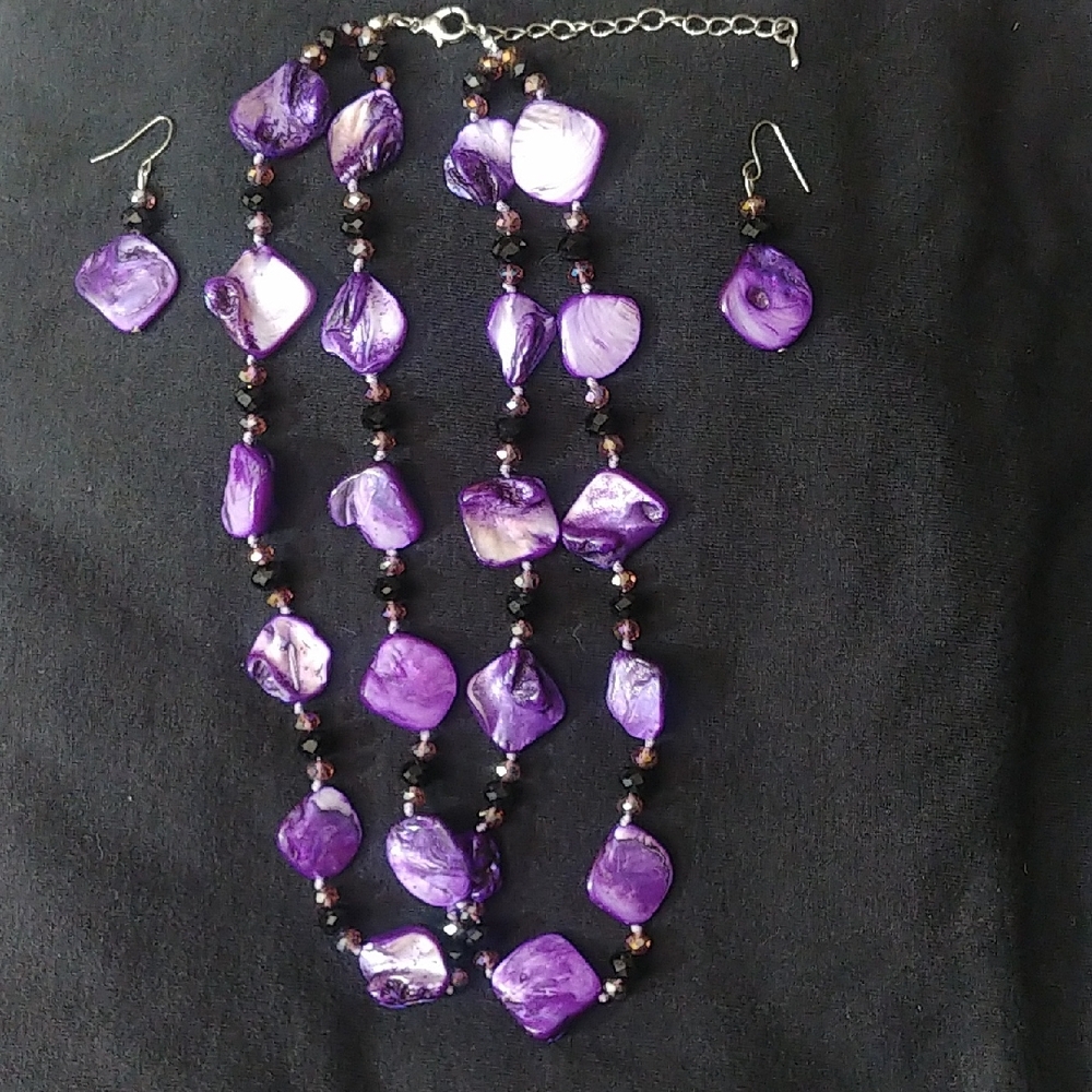 Purple Stone Necklace & Earrings